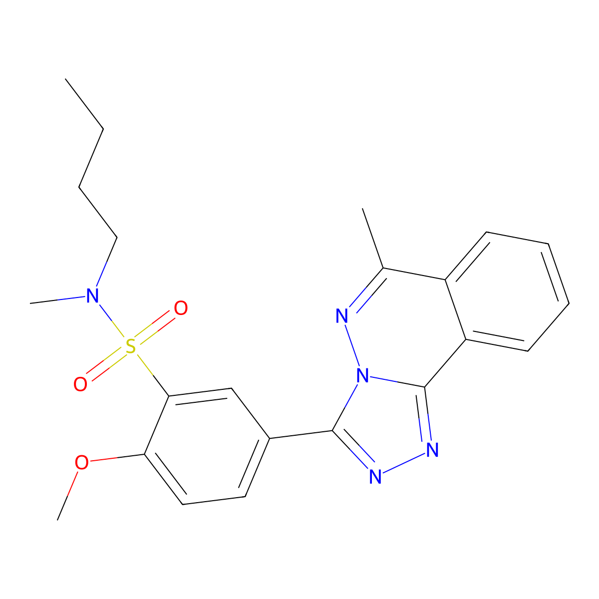 N-butyl-2-methoxy-N-methyl-5-(6-methyl-[1,2,4]triazolo[3,4-a]phthalazin-3-yl)benzenesulfonamide molecular structure, CAS 579446-18-7