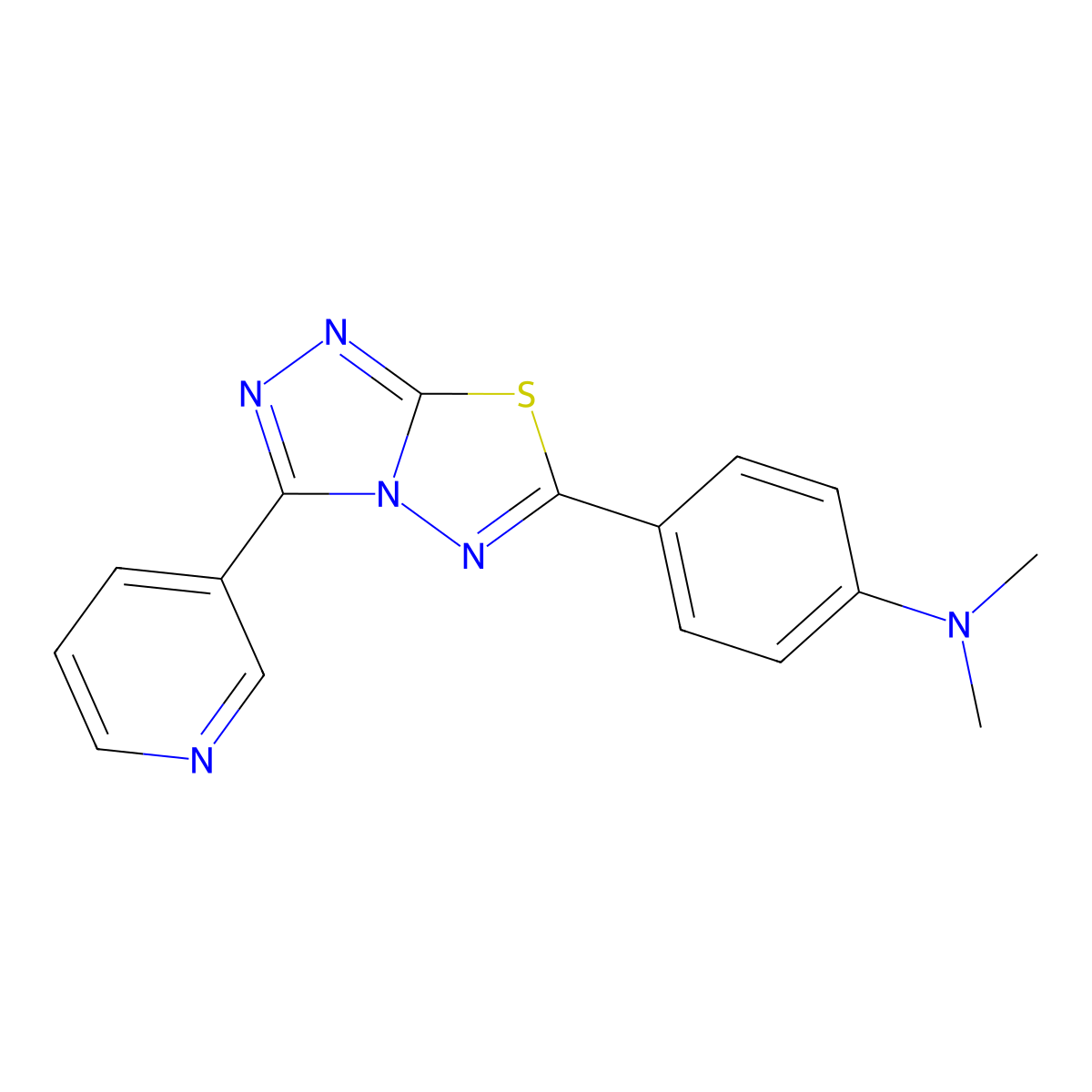 N,N-dimethyl-4-(3-pyridin-3-yl-[1,2,4]triazolo[3,4-b][1,3,4]thiadiazol-6-yl)aniline molecular structure, CAS 579446-44-9