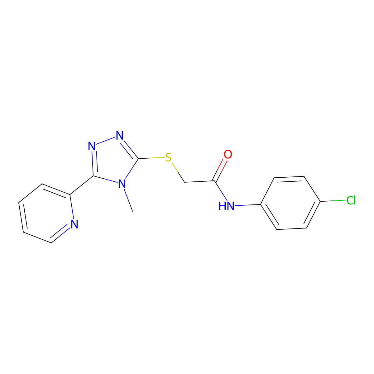 N-(4-chlorophenyl)-2-{[4-methyl-5-(pyridin-2-yl)-4H-1,2,4-triazol-3-yl]sulfanyl}acetamide molecular structure, CAS 579446-54-1