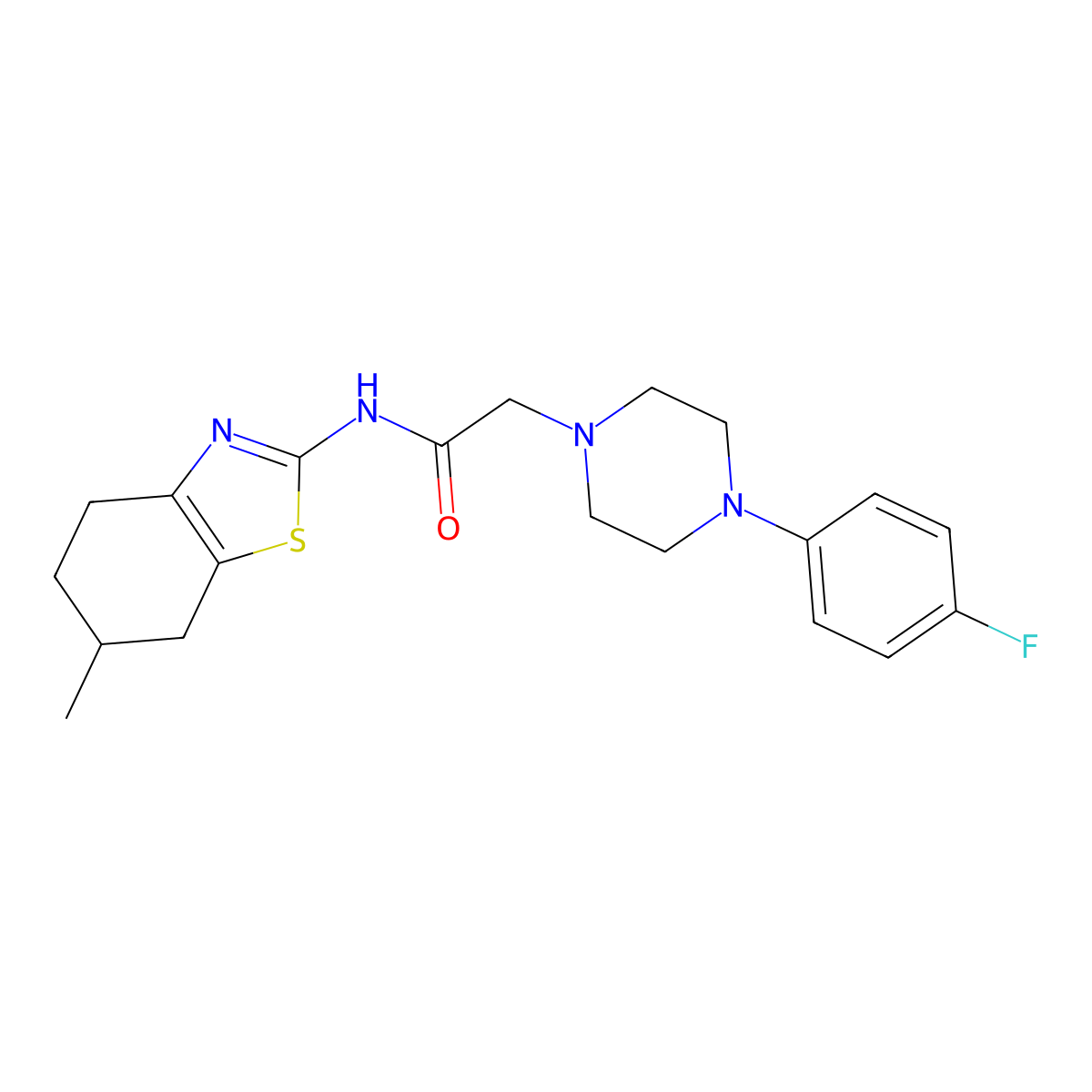 2-[4-(4-fluorophenyl)piperazin-1-yl]-N-(6-methyl-4,5,6,7-tetrahydro-1,3-benzothiazol-2-yl)acetamide molecular structure, CAS 579446-72-3