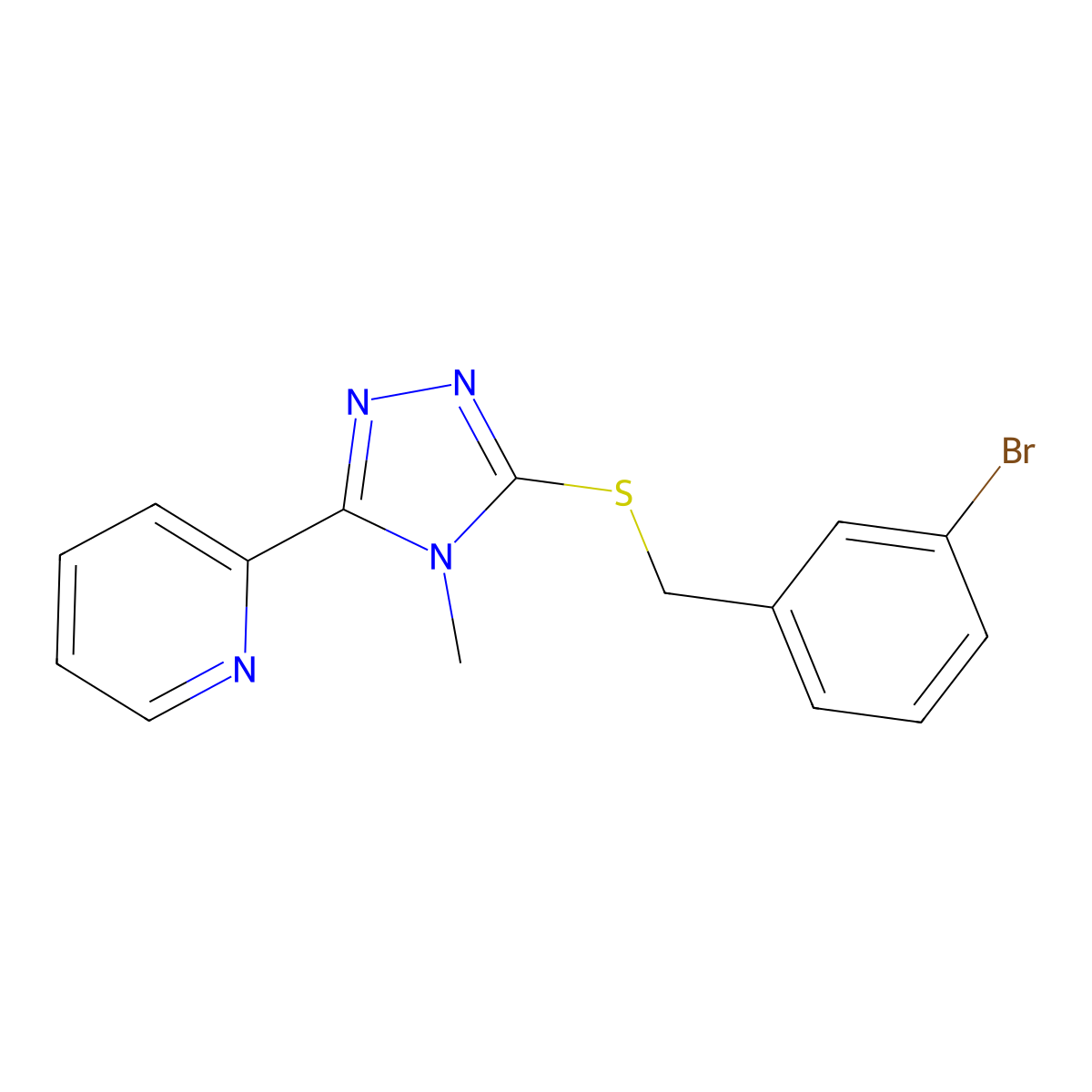 3-[(3-Bromophenyl)methylthio]-4-methyl-5-(2-pyridyl)-1,2,4-triazole molecular structure, CAS 579446-93-8