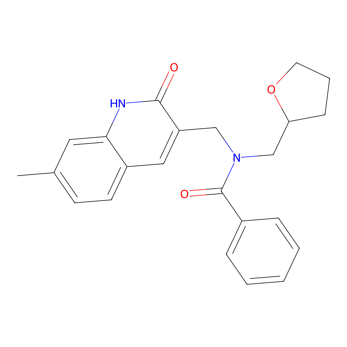 N-[(7-methyl-2-oxo-1H-quinolin-3-yl)methyl]-N-(oxolan-2-ylmethyl)benzamide molecular structure, CAS 579447-23-7