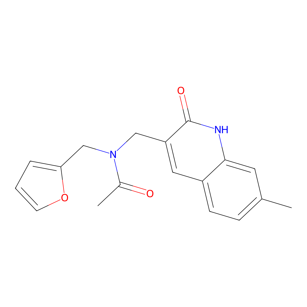 N-(furan-2-ylmethyl)-N-[(7-methyl-2-oxo-1H-quinolin-3-yl)methyl]acetamide molecular structure, CAS 579447-40-8
