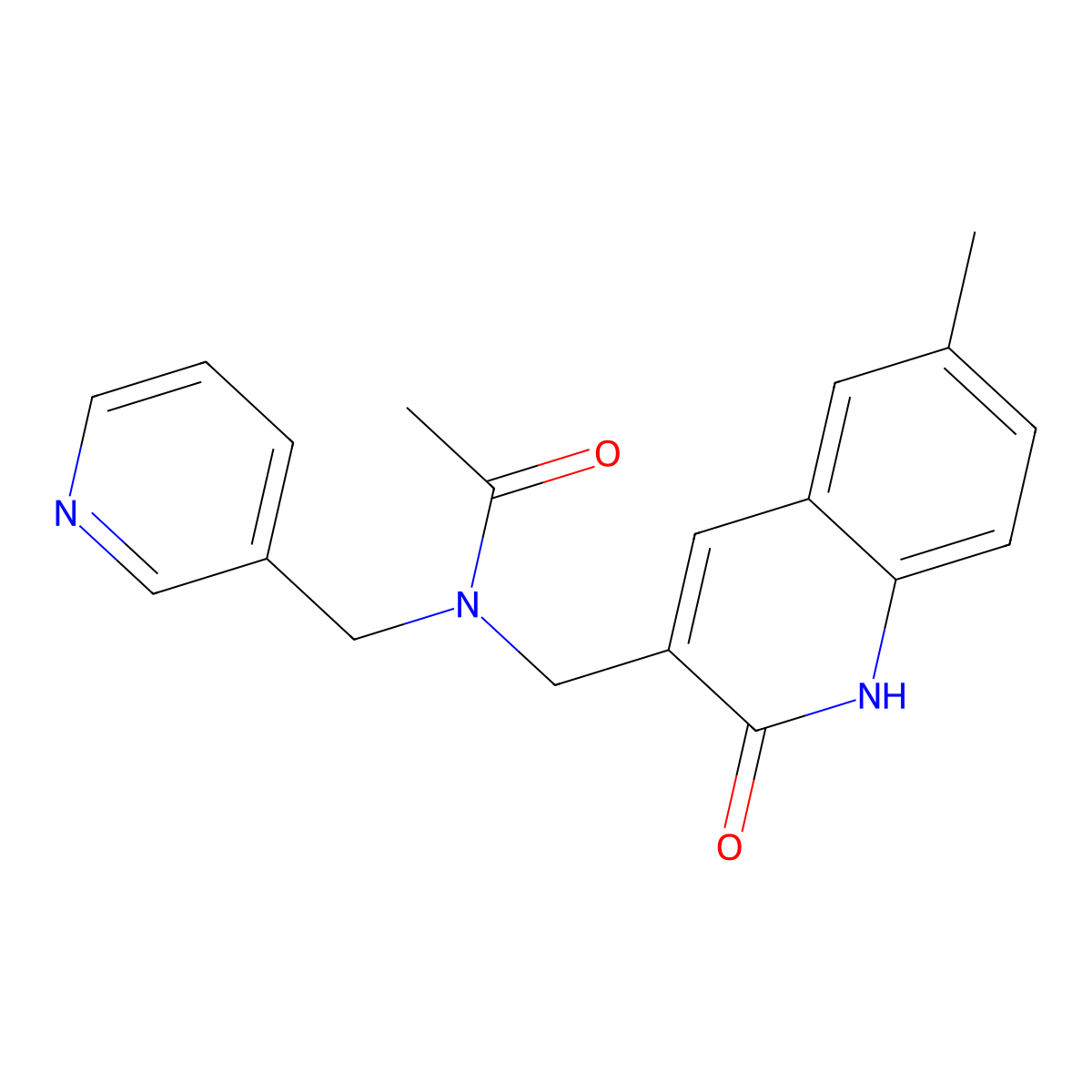 N-[(6-methyl-2-oxo-1H-quinolin-3-yl)methyl]-N-(pyridin-3-ylmethyl)acetamide molecular structure, CAS 579449-27-7