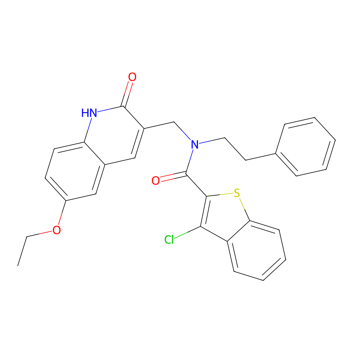 3-chloro-N-[(6-ethoxy-2-oxo-1H-quinolin-3-yl)methyl]-N-(2-phenylethyl)-1-benzothiophene-2-carboxamide molecular structure, CAS 579459-25-9