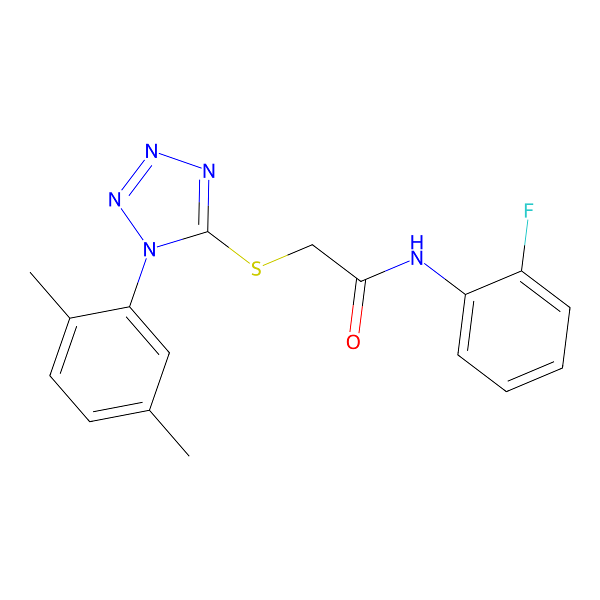 2-[1-(2,5-dimethylphenyl)tetrazol-5-yl]sulfanyl-N-(2-fluorophenyl)acetamide molecular structure, CAS 579470-64-7