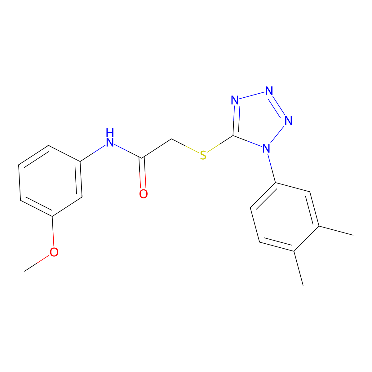 2-[1-(3,4-dimethylphenyl)tetrazol-5-yl]sulfanyl-N-(3-methoxyphenyl)acetamide molecular structure, CAS 579470-99-8