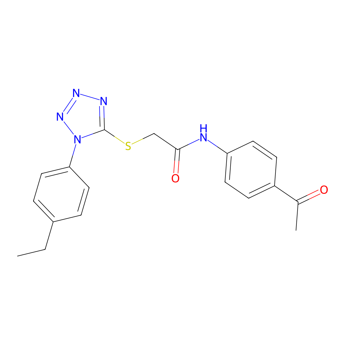 N-(4-acetylphenyl)-2-[1-(4-ethylphenyl)tetrazol-5-yl]sulfanylacetamide molecular structure, CAS 579471-24-2