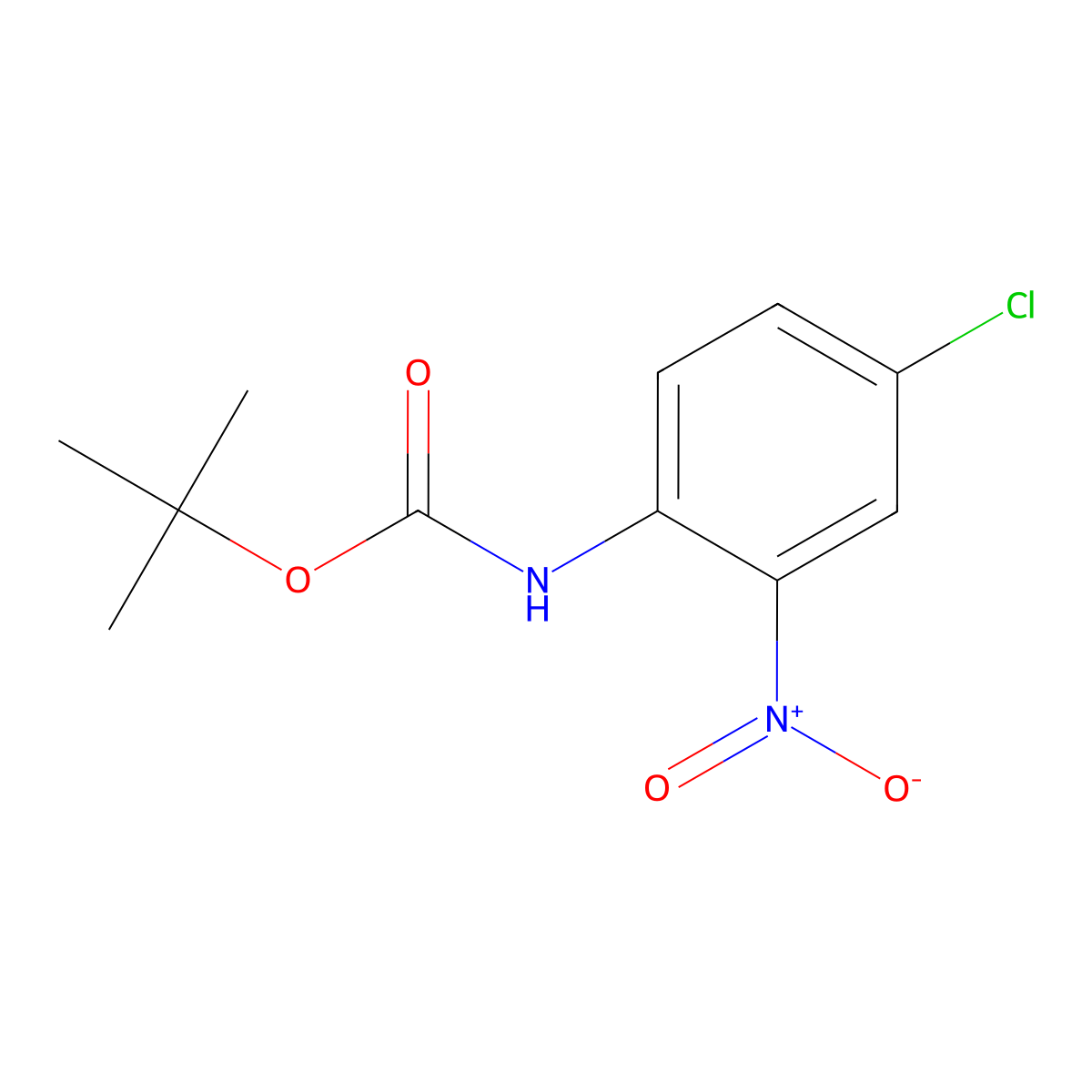Tert-butyl 4-chloro-2-nitrophenylcarbamate molecular structure, CAS 579474-19-4