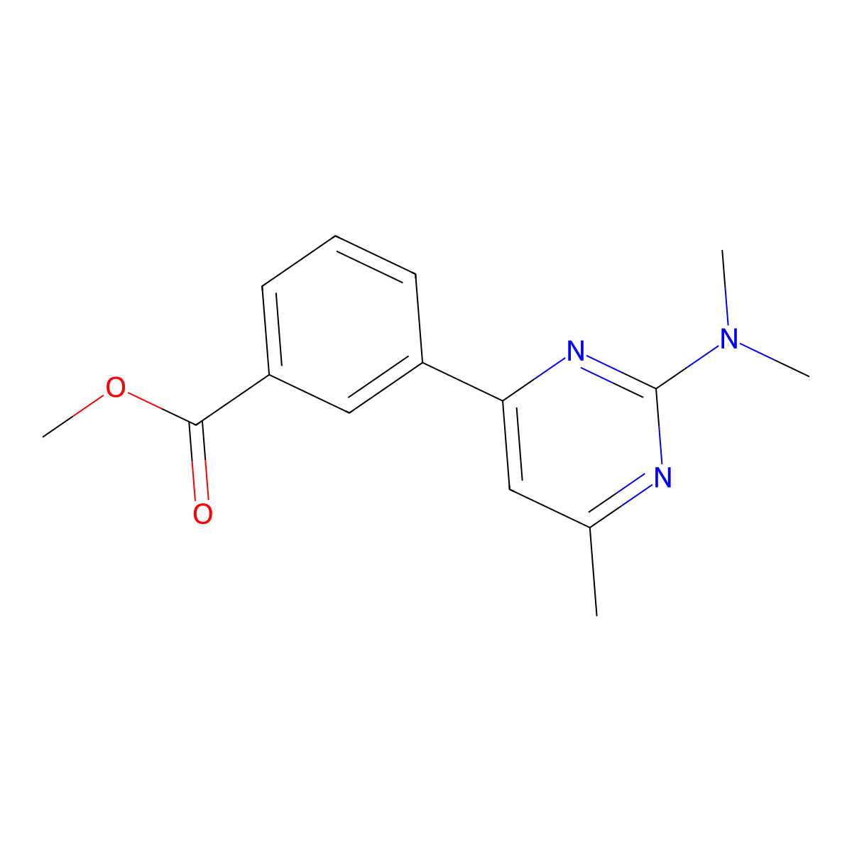 3-(2-Dimethylamino-6-methyl-pyrimidin-4-yl)-benzoic acid methyl ester molecular structure, CAS 579476-37-2