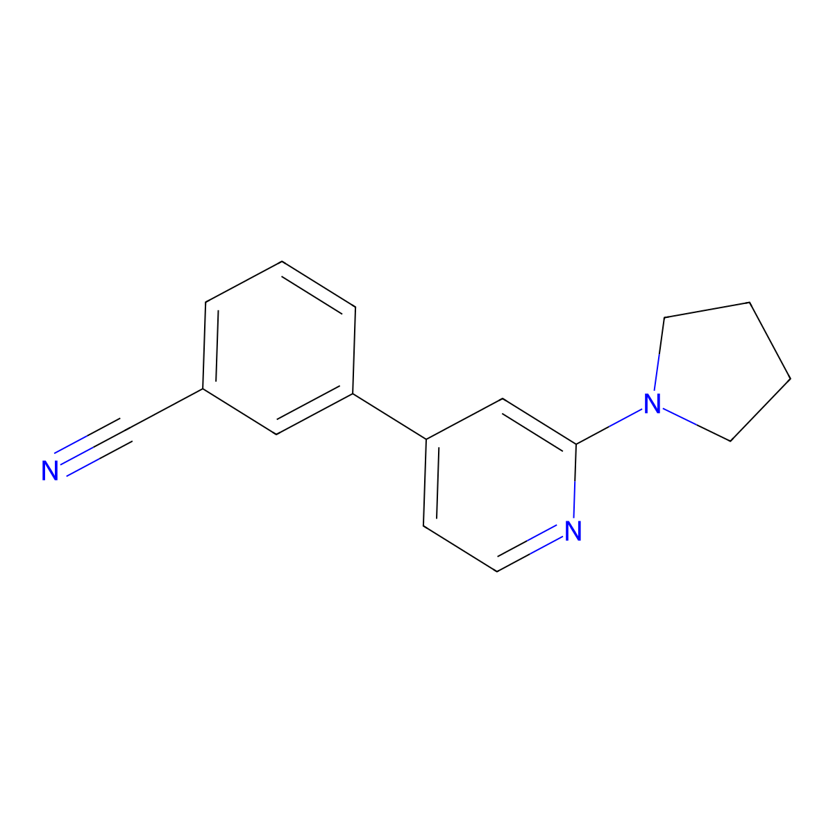 3-[2-(1-Pyrrolidinyl)-4-pyridinyl]benzonitrile molecular structure, CAS 579476-73-6