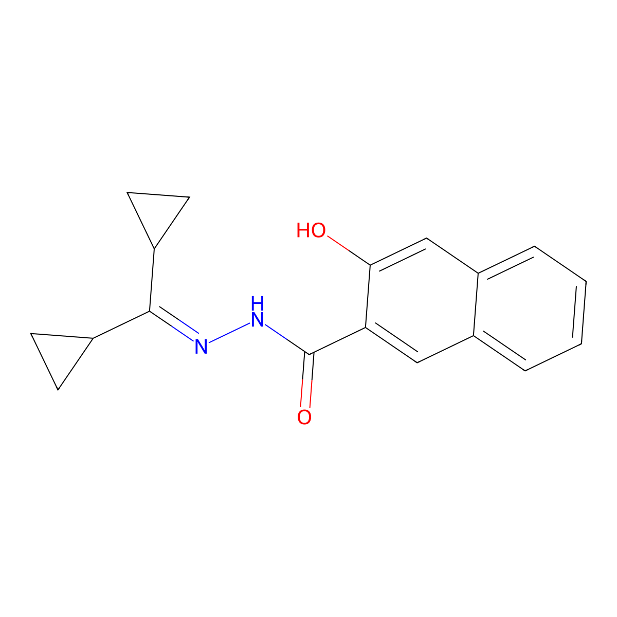 N'-(dicyclopropylmethylidene)-3-hydroxynaphthalene-2-carbohydrazide molecular structure, CAS 5795-67-5