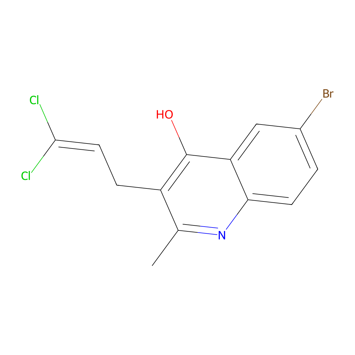 6-Bromo-3-(3,3-dichloroprop-2-en-1-yl)-2-methylquinolin-4-ol molecular structure, CAS 5795-80-2