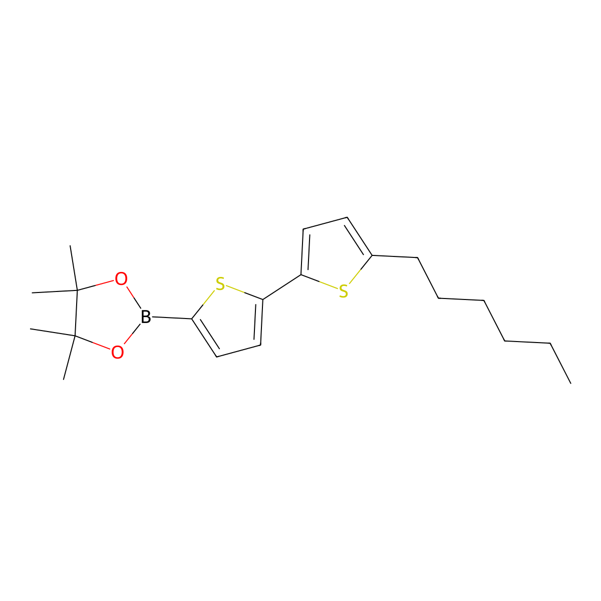 2-(5'-Hexyl-[2,2'-bithiophen]-5-yl)-4,4,5,5-tetramethyl-1,3,2-dioxaborolane molecular structure, CAS 579503-59-6