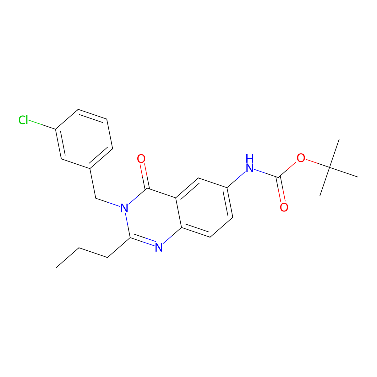 tert-butyl N-[3-[(3-chlorophenyl)methyl]-4-oxo-2-propylquinazolin-6-yl]carbamate molecular structure, CAS 579523-17-4