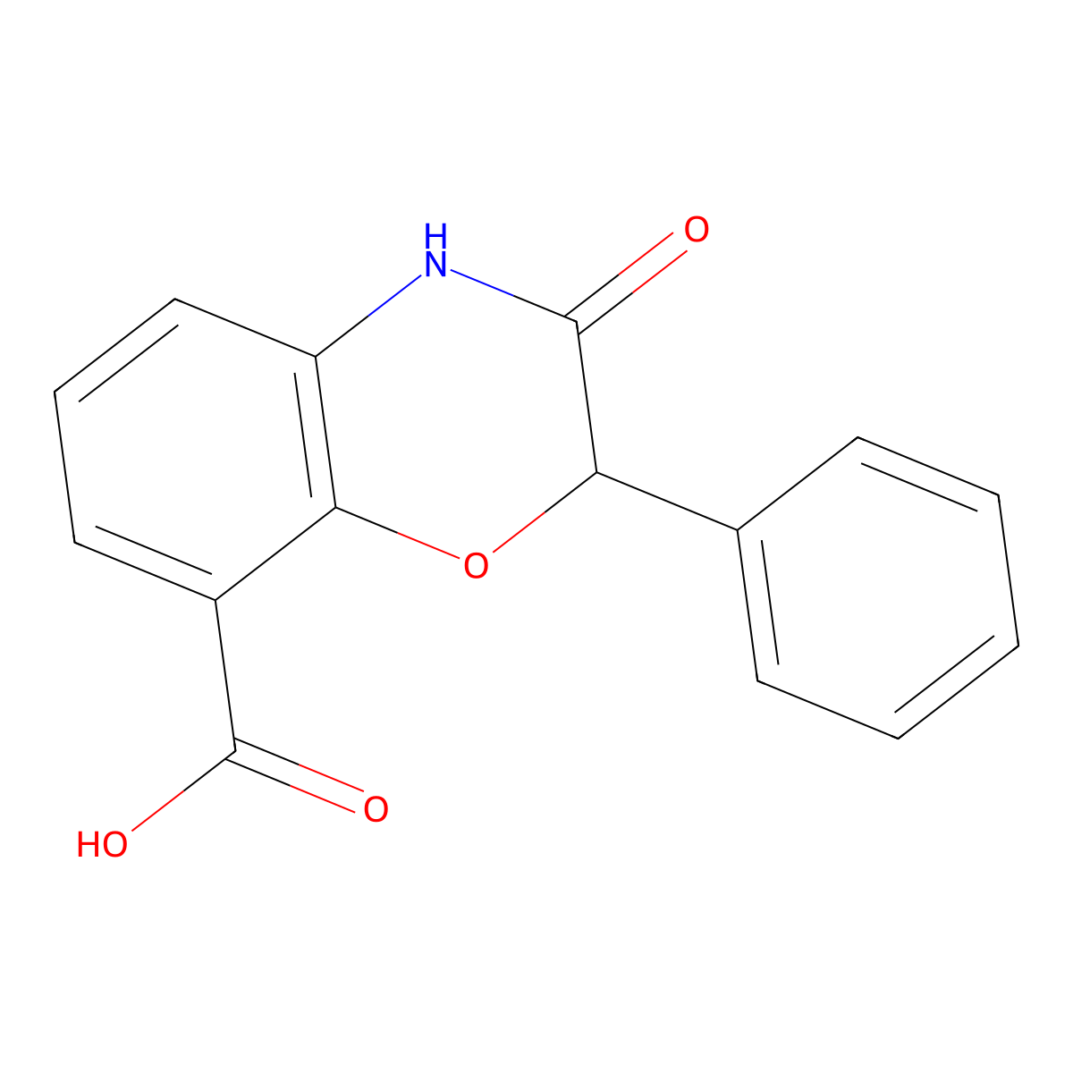 3-oxo-2-phenyl-3,4-dihydro-2H-1,4-benzoxazine-8-carboxylic acid molecular structure, CAS 579525-27-2