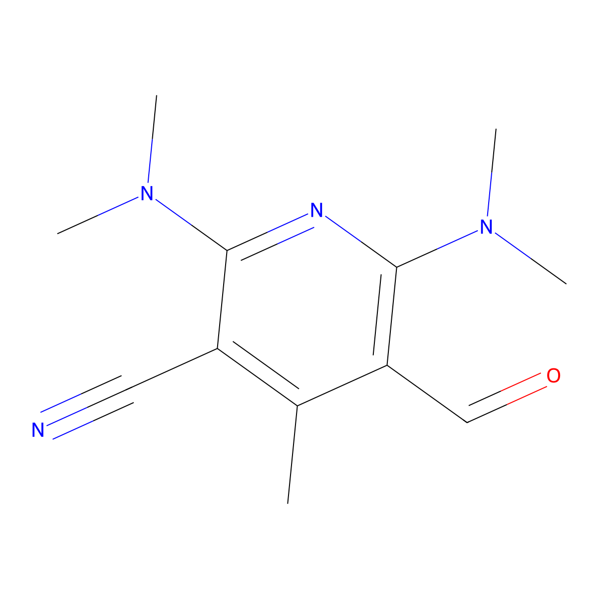 2,6-Bis(dimethylamino)-5-formyl-4-methylnicotinonitrile molecular structure, CAS 57959-35-0