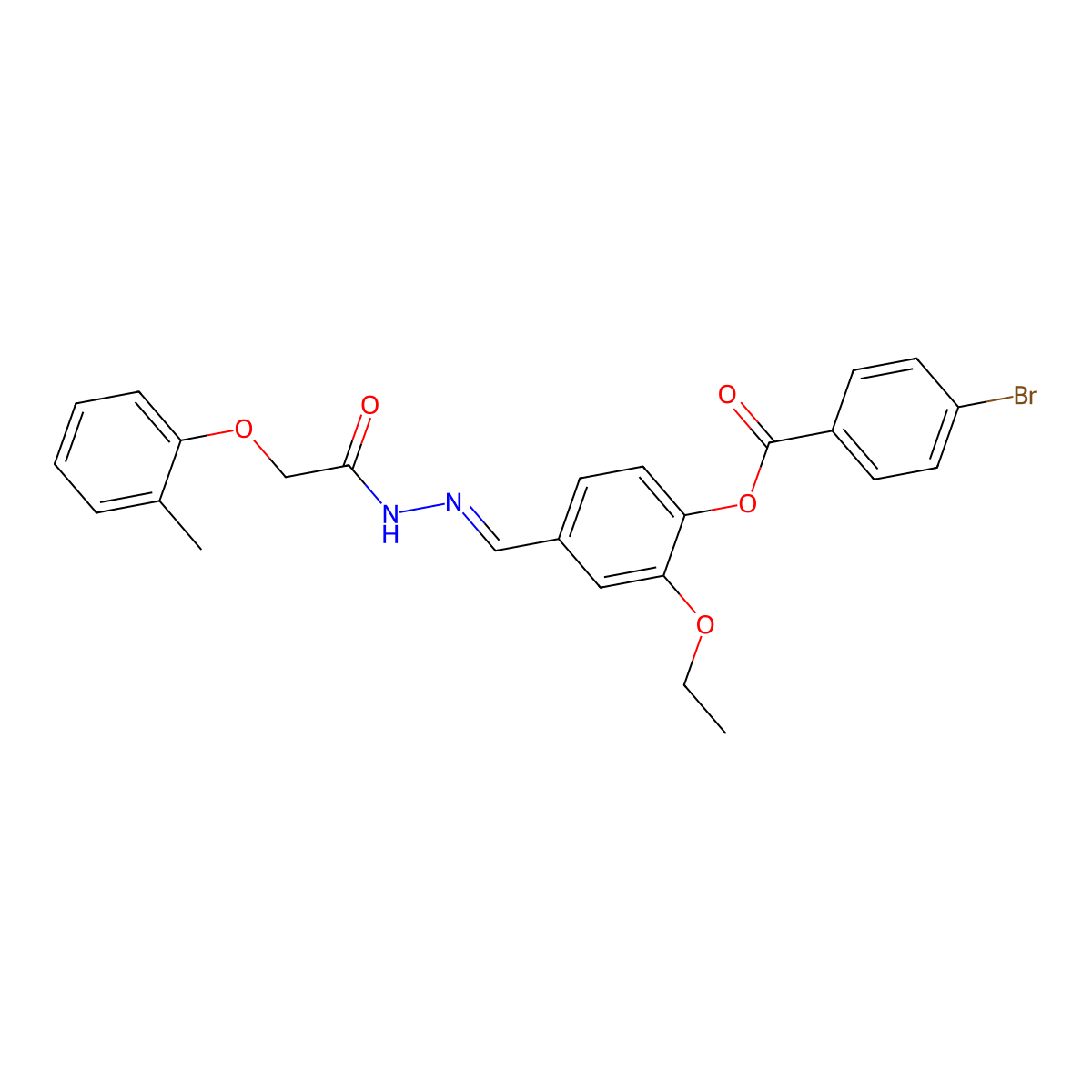 [2-Ethoxy-4-[[[2-(2-methylphenoxy)acetyl]hydrazinylidene]methyl]phenyl] 4-bromobenzoate molecular structure, CAS 5796-01-0