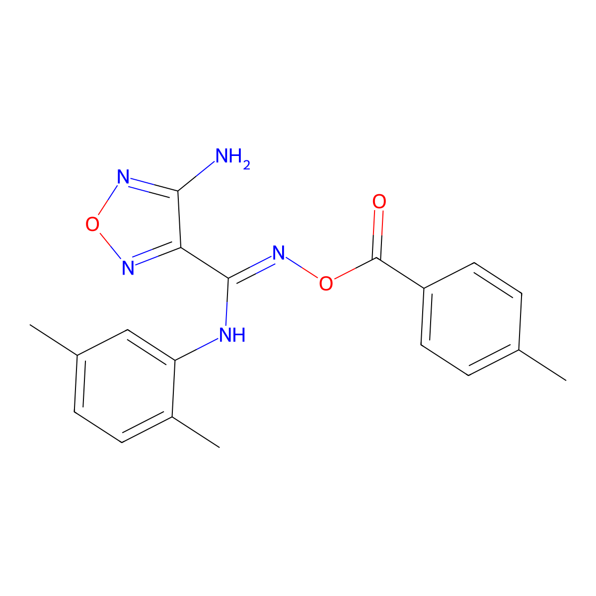 [[C-(4-amino-1,2,5-oxadiazol-3-yl)-N-(2,5-dimethylphenyl)carbonimidoyl]amino] 4-methylbenzoate molecular structure, CAS 5796-62-3