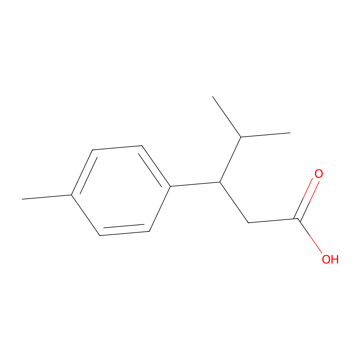 4-Methyl-3-(4-methylphenyl)pentanoic acid molecular structure, CAS 57960-10-8