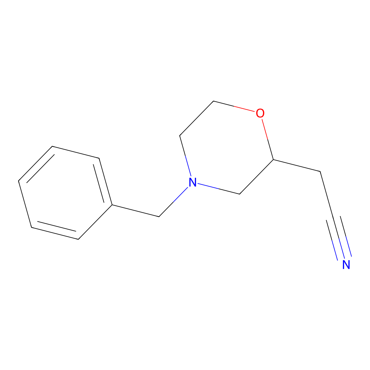 4-Benzyl-2-morpholineacetonitrile molecular structure, CAS 57962-45-5