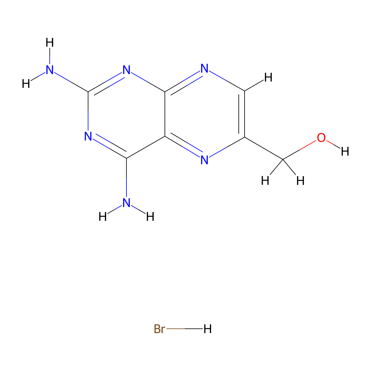 (2,4-Diaminopteridin-6-yl)methanol hydrobromide molecular structure, CAS 57963-59-4