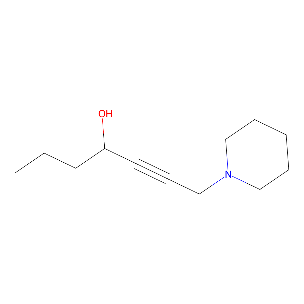 2-Heptyn-4-ol, 1-(1-piperidinyl)- molecular structure, CAS 57975-87-8