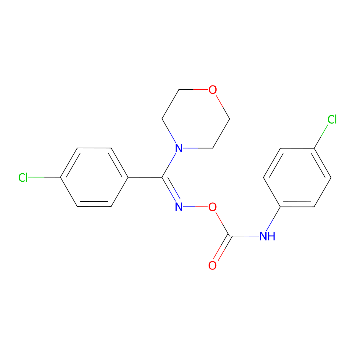 (4-Chloroanilino)({[(4-chlorophenyl)(morpholin-4-yl)methylidene]amino}oxy)methanone molecular structure, CAS 5798-07-2