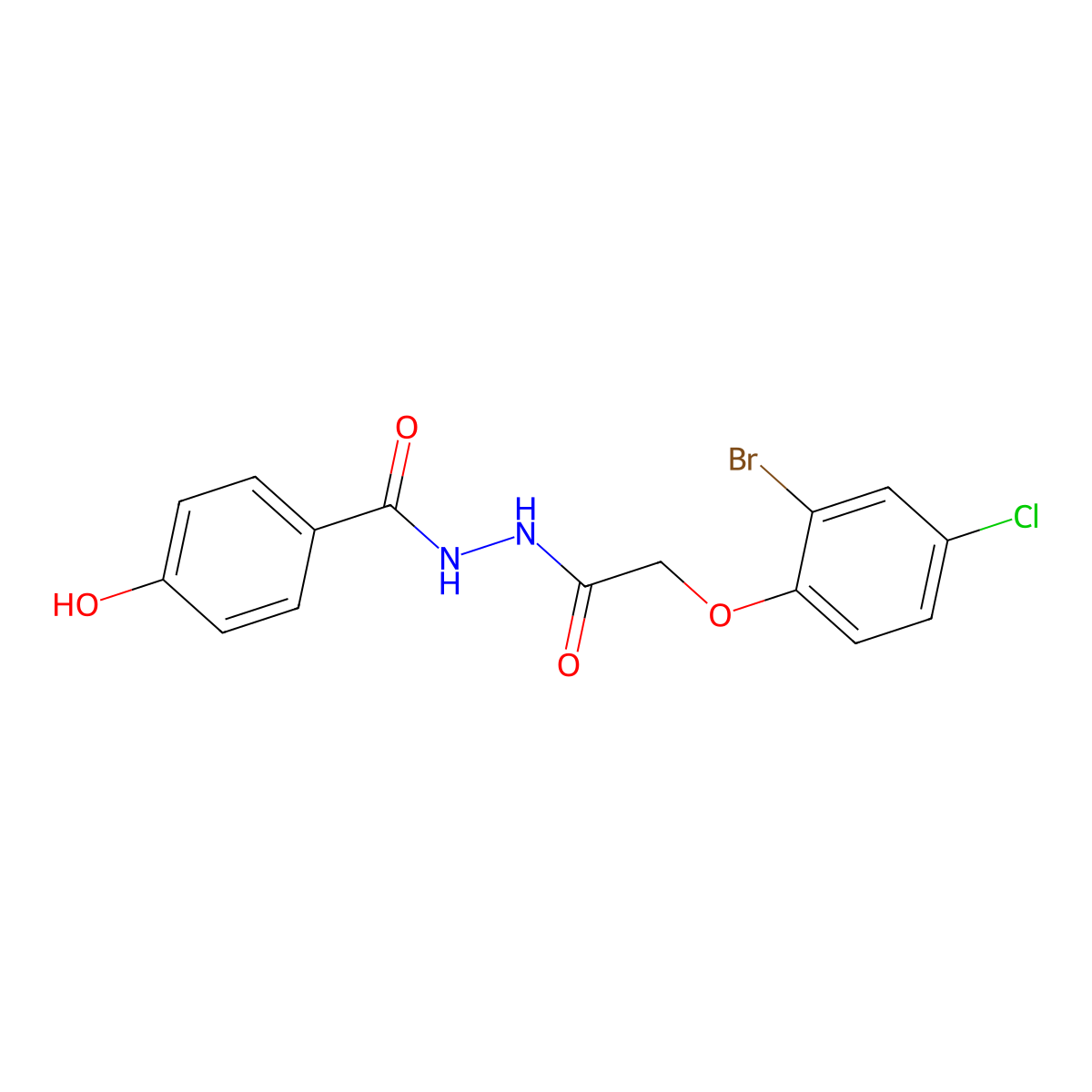 N'-[2-(2-bromo-4-chlorophenoxy)acetyl]-4-hydroxybenzohydrazide molecular structure, CAS 5798-30-1