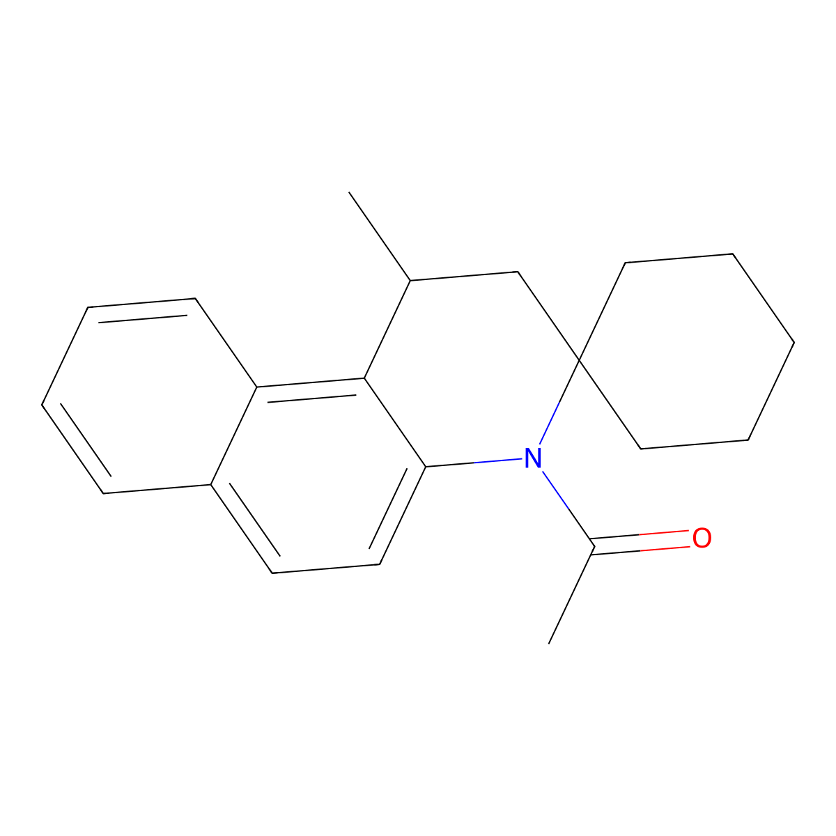 1-(1-Methylspiro[1,2-dihydrobenzo[f]quinoline-3,1'-cyclohexane]-4-yl)ethanone molecular structure, CAS 5798-60-7