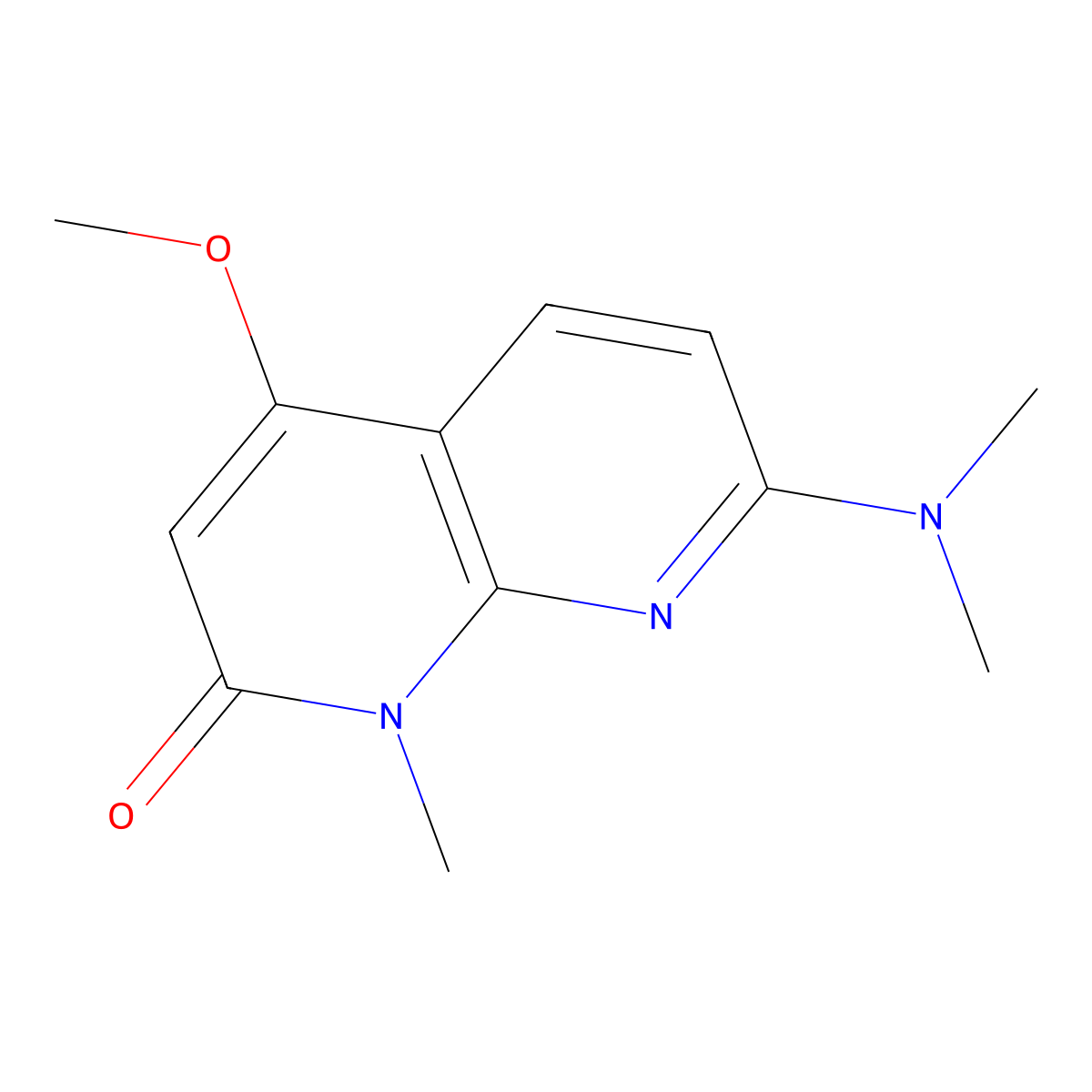 7-(dimethylamino)-4-methoxy-1-methyl-1,8-naphthyridin-2(1H)-one molecular structure, CAS 57980-10-6