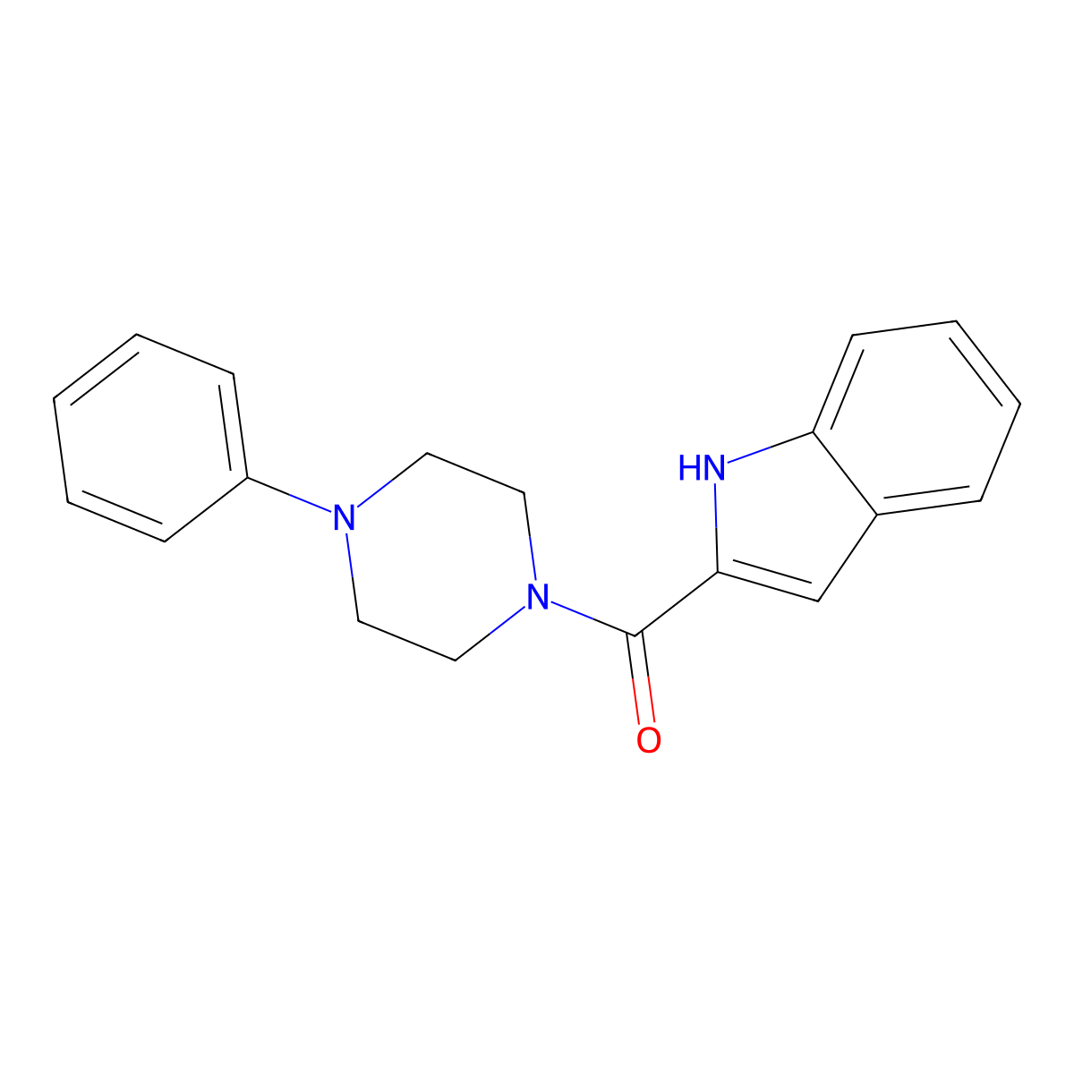 1H-indol-2-yl-(4-phenylpiperazin-1-yl)methanone molecular structure, CAS 57980-75-3