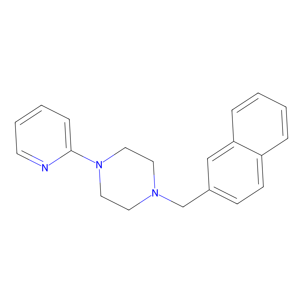 Piperazine, 1-(2-naphthalenylmethyl)-4-(2-pyridinyl)- molecular structure, CAS 57987-79-8