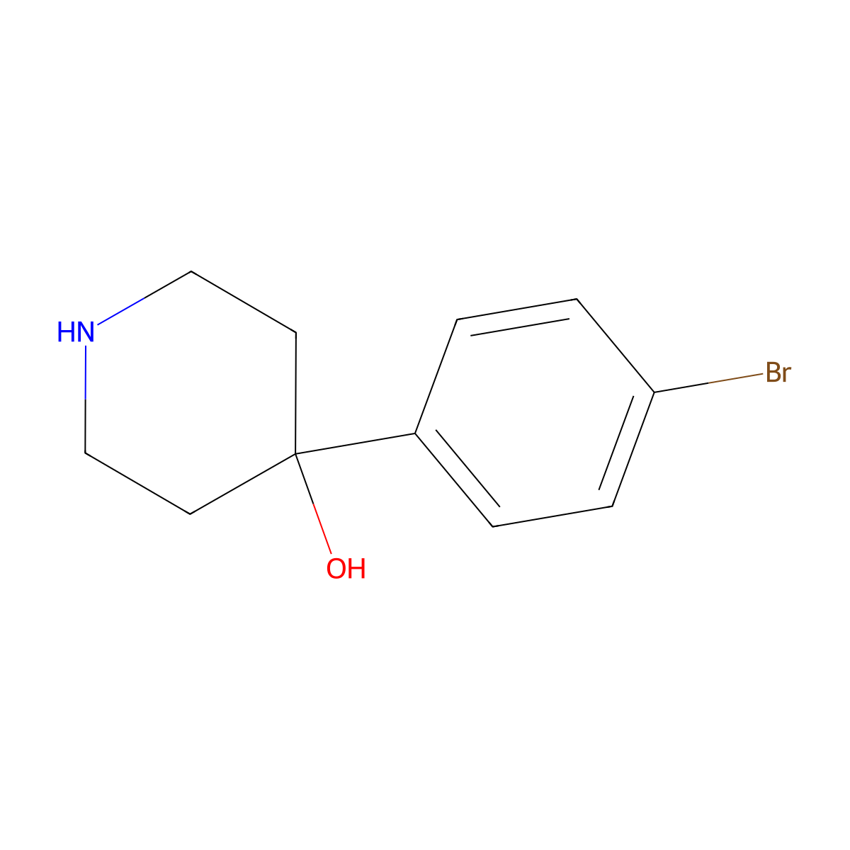 4-(4-Bromophenyl)-4-hydroxypiperidine molecular structure, CAS 57988-58-6