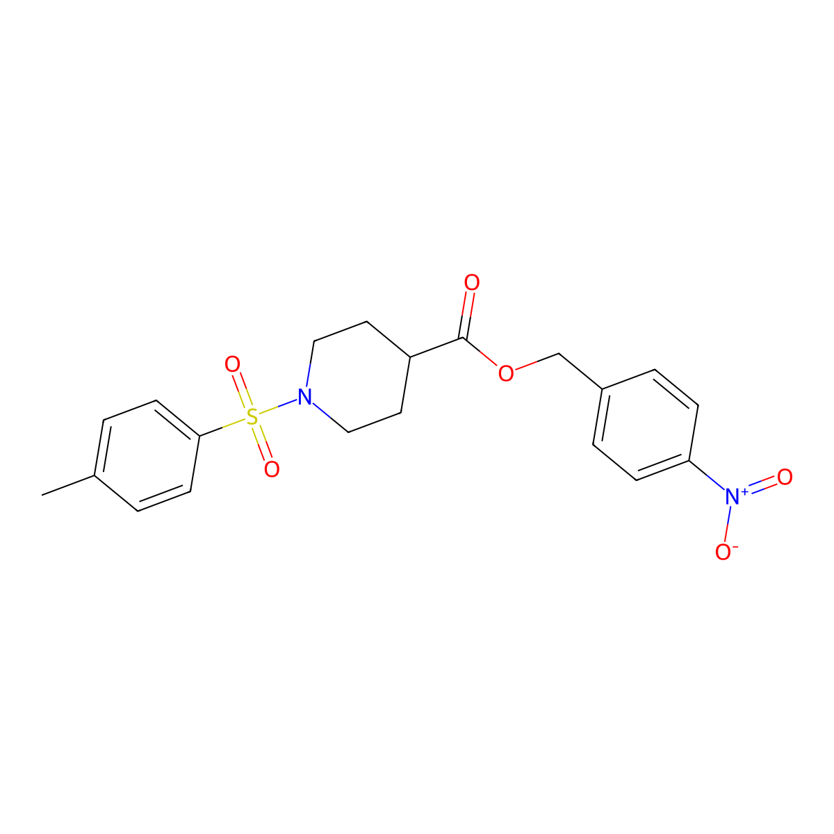 4-Nitrobenzyl 1-[(4-methylphenyl)sulfonyl]piperidine-4-carboxylate molecular structure, CAS 5799-49-5