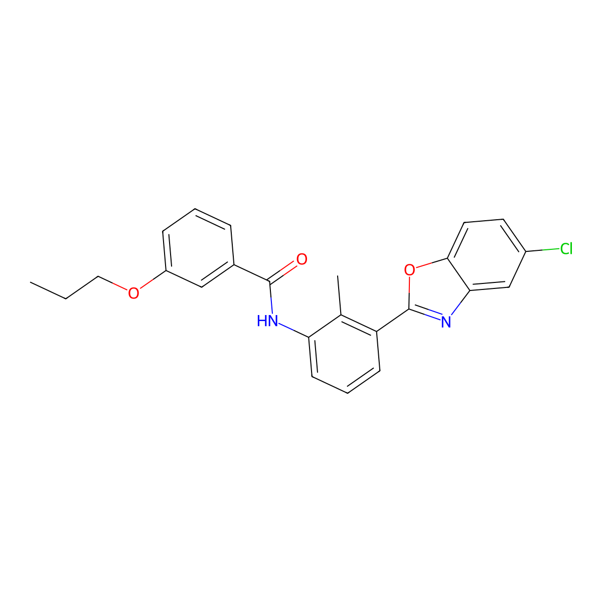 N-[3-(5-chloro-1,3-benzoxazol-2-yl)-2-methylphenyl]-3-propoxybenzamide molecular structure, CAS 5799-60-0