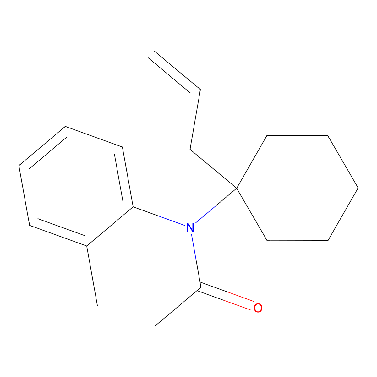 N-(2-methylphenyl)-N-[1-(prop-2-en-1-yl)cyclohexyl]acetamide molecular structure, CAS 5799-77-9