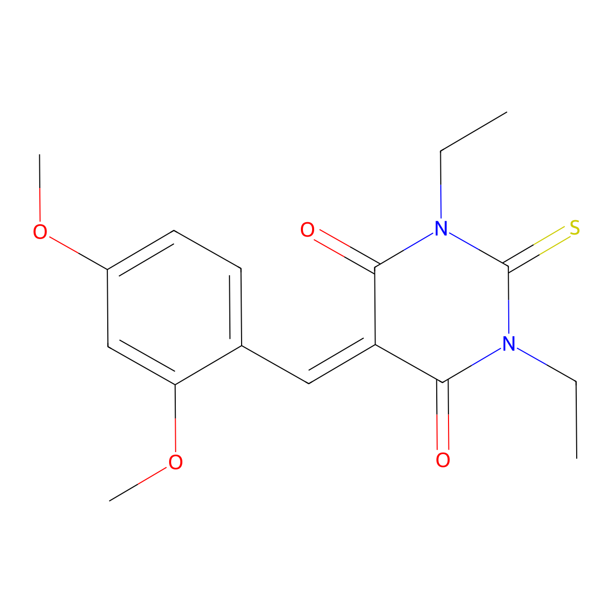 5-[(2,4-Dimethoxyphenyl)methylidene]-1,3-diethyl-2-sulfanylidene-1,3-diazinane-4,6-dione molecular structure, CAS 5799-86-0