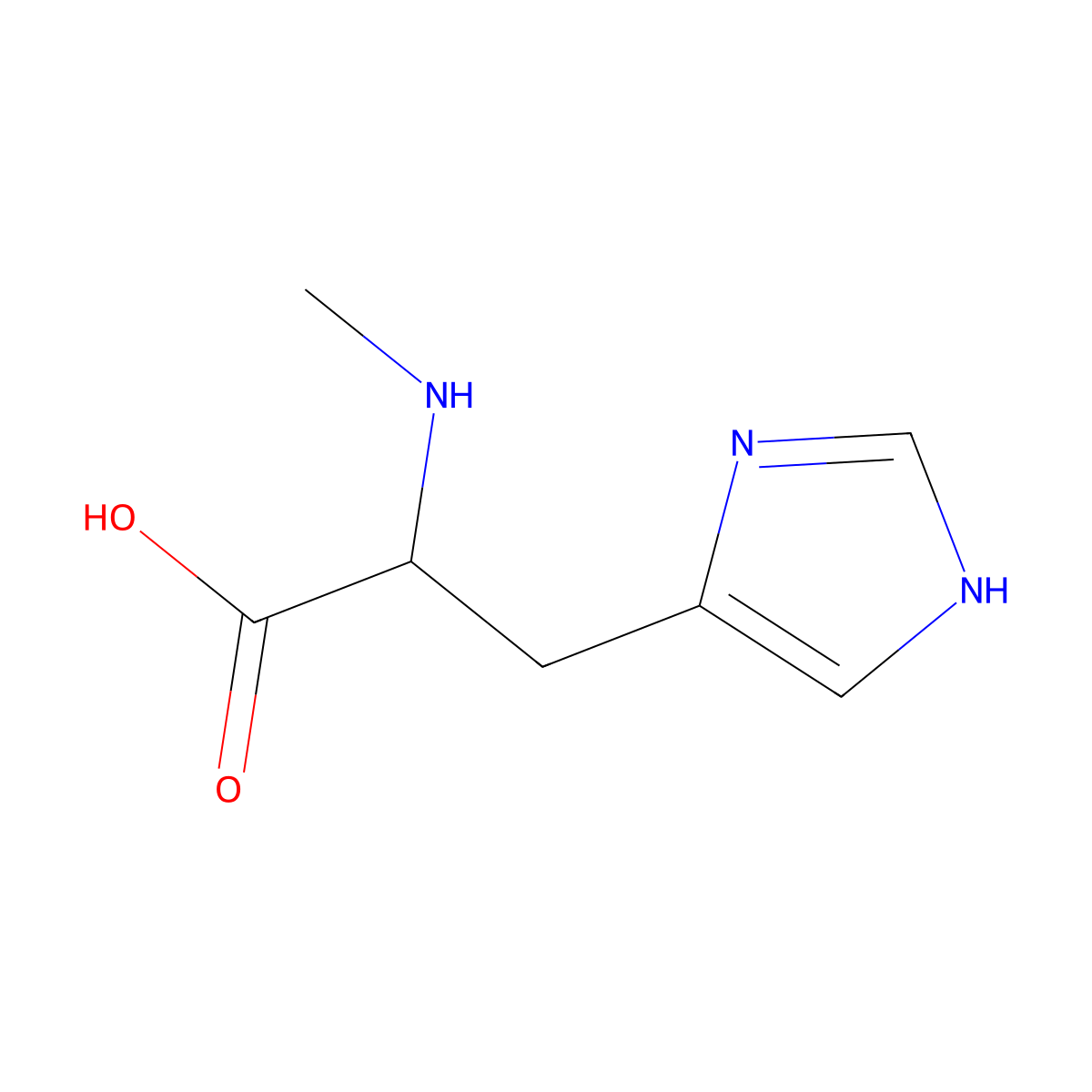 3-(1H-imidazol-5-yl)-2-(methylamino)propanoic acid molecular structure, CAS 57991-01-2