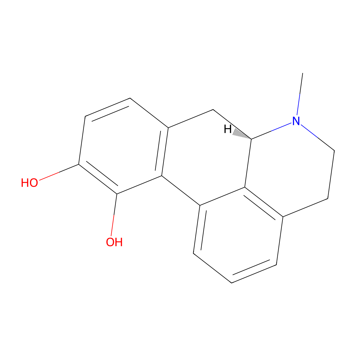 Apomorphine molecular structure, CAS 58-00-4