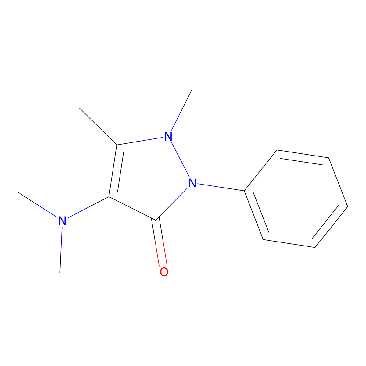 Aminopyrine molecular structure, CAS 58-15-1