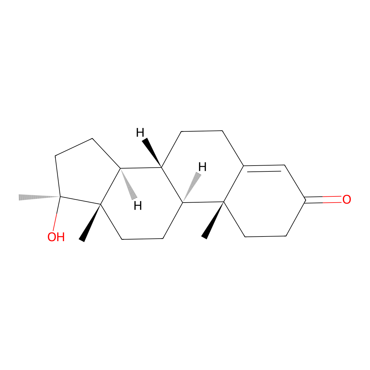 Methyltestosterone molecular structure, CAS 58-18-4