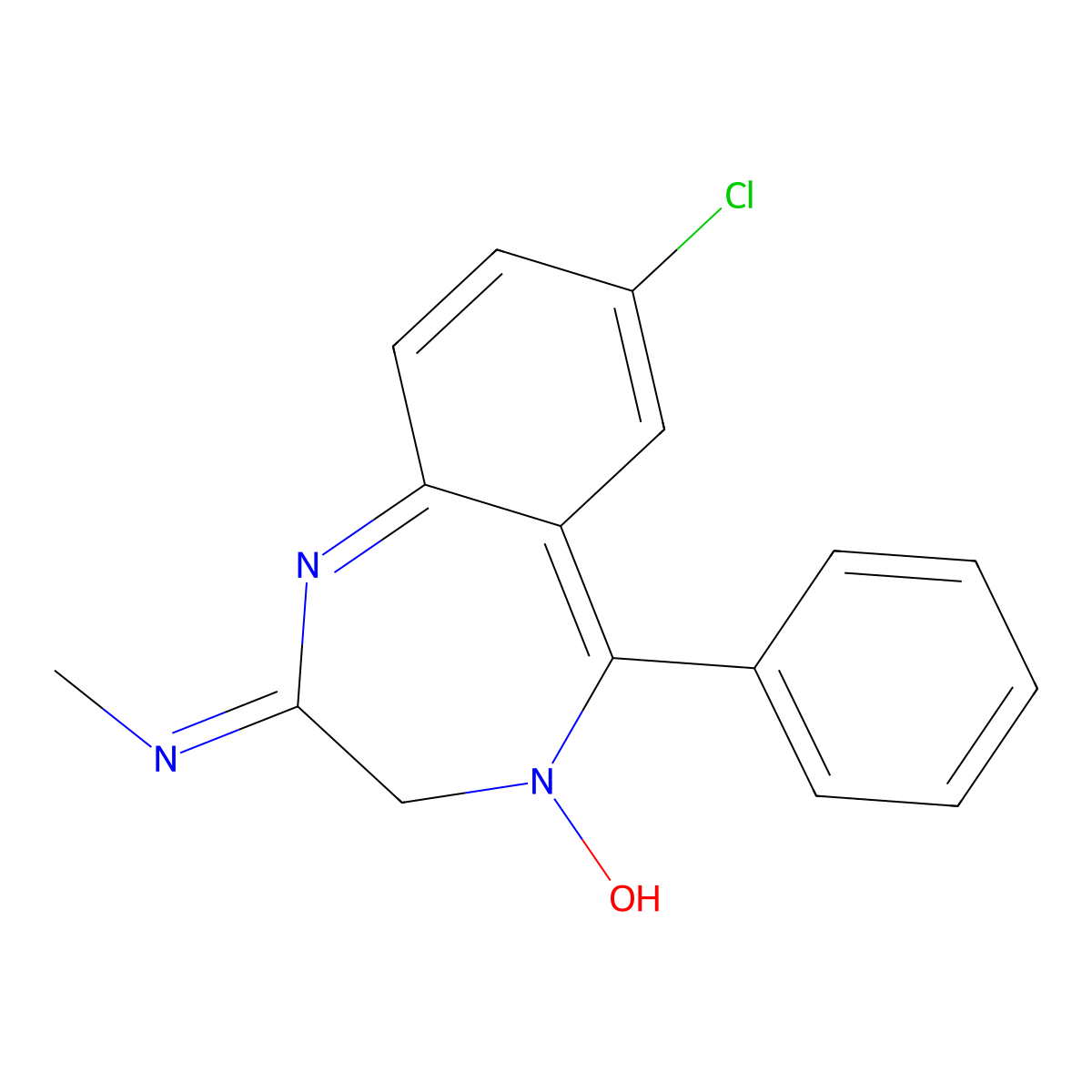 7-Chloro-2-(methylimino)-5-phenyl-2,3-dihydro-4H-1,4-benzodiazepin-4-ol molecular structure, CAS 58-25-3