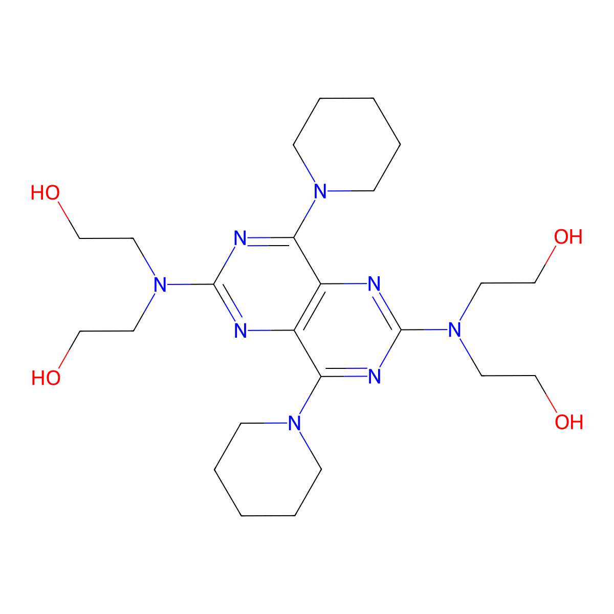 Dipyridamole molecular structure, CAS 58-32-2