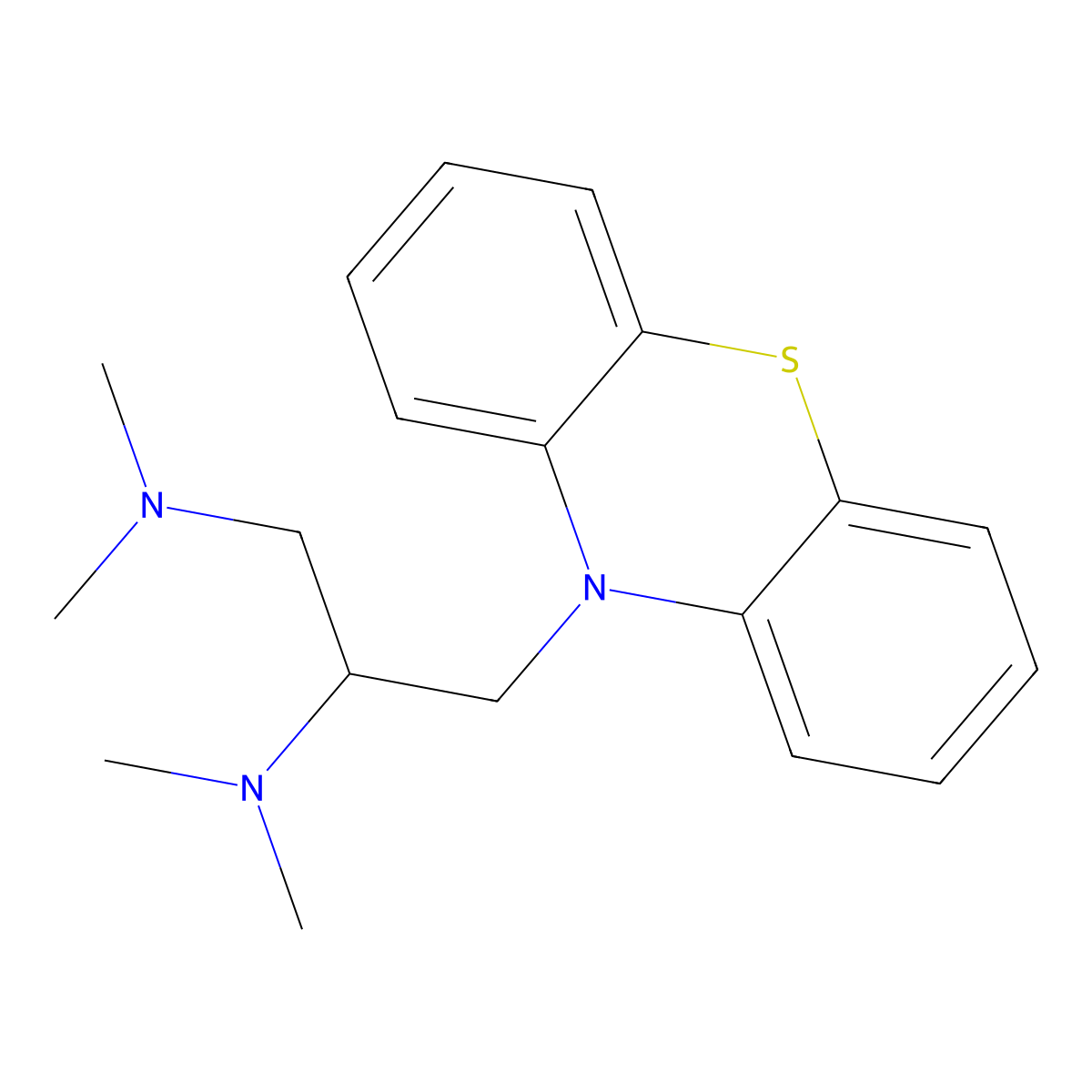 N1,N1,N2,N2-Tetramethyl-3-(10H-phenothiazin-10-yl)-1,2-propanediamine molecular structure, CAS 58-37-7
