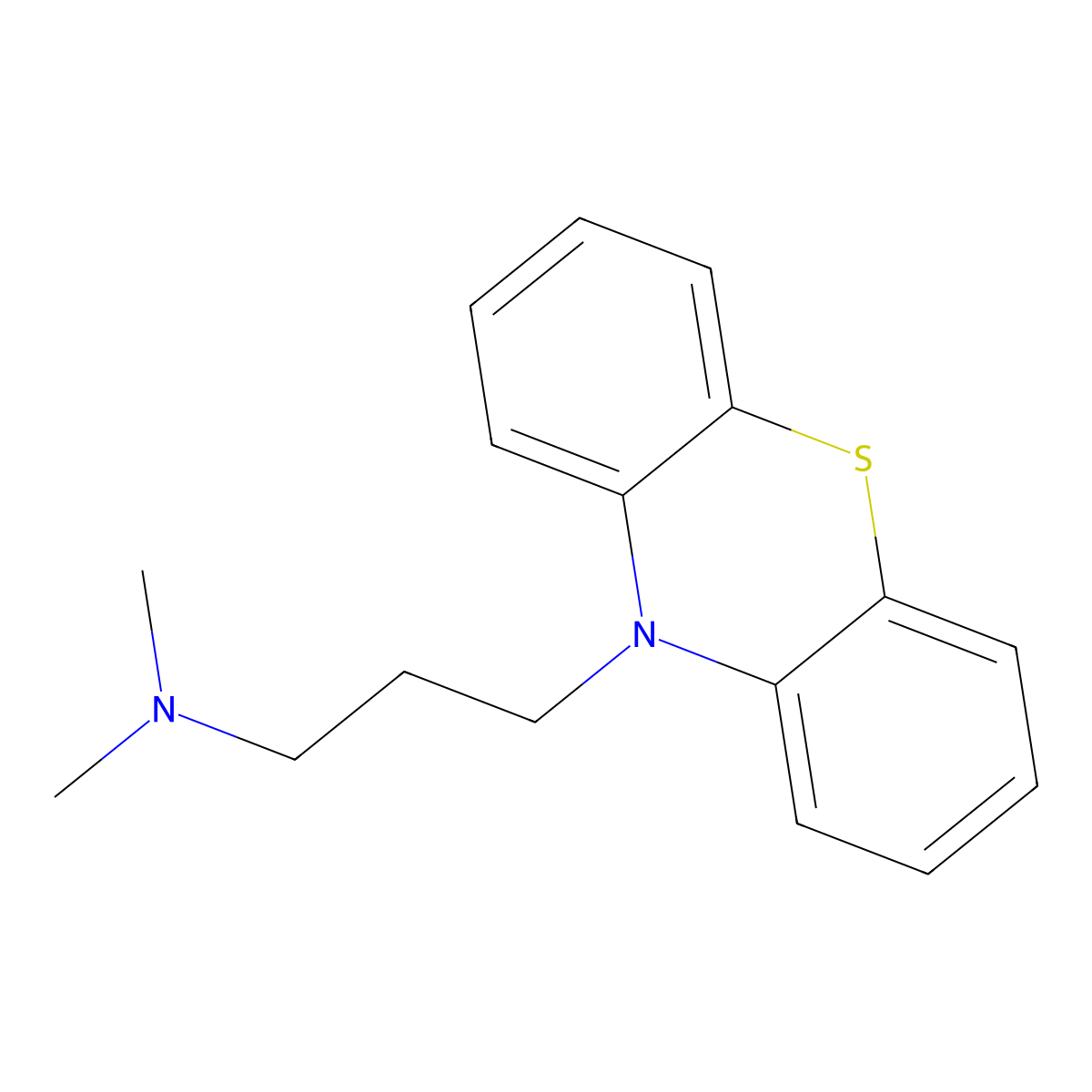 Promazine molecular structure, CAS 58-40-2