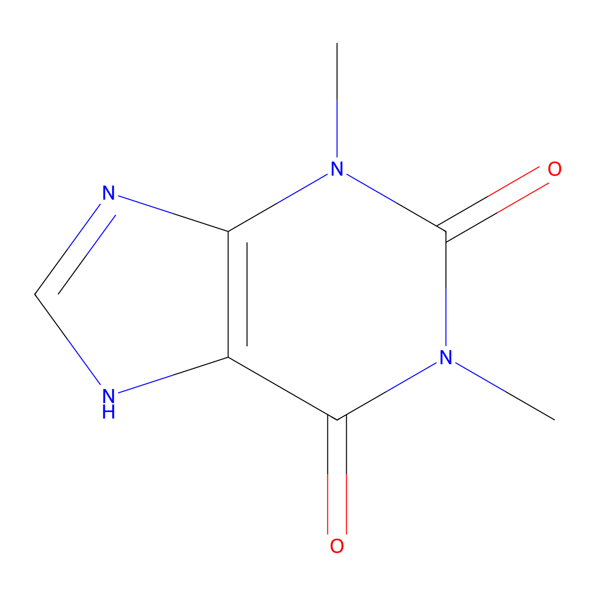 Theophylline molecular structure, CAS 58-55-9