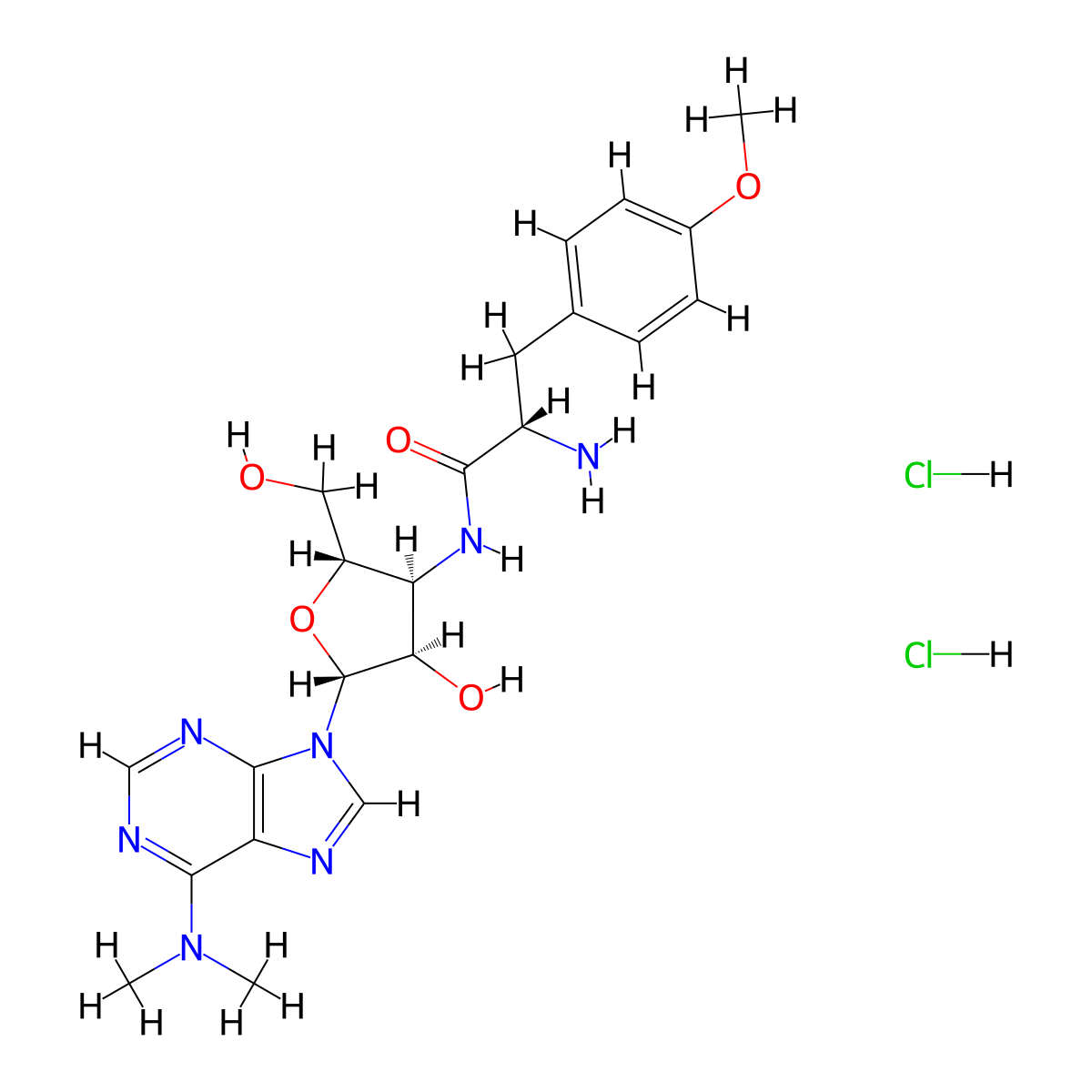 Puromycin Hydrochloride molecular structure, CAS 58-58-2