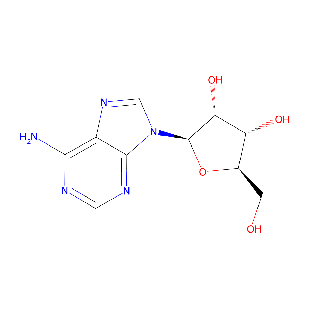 Adenosine molecular structure, CAS 58-61-7