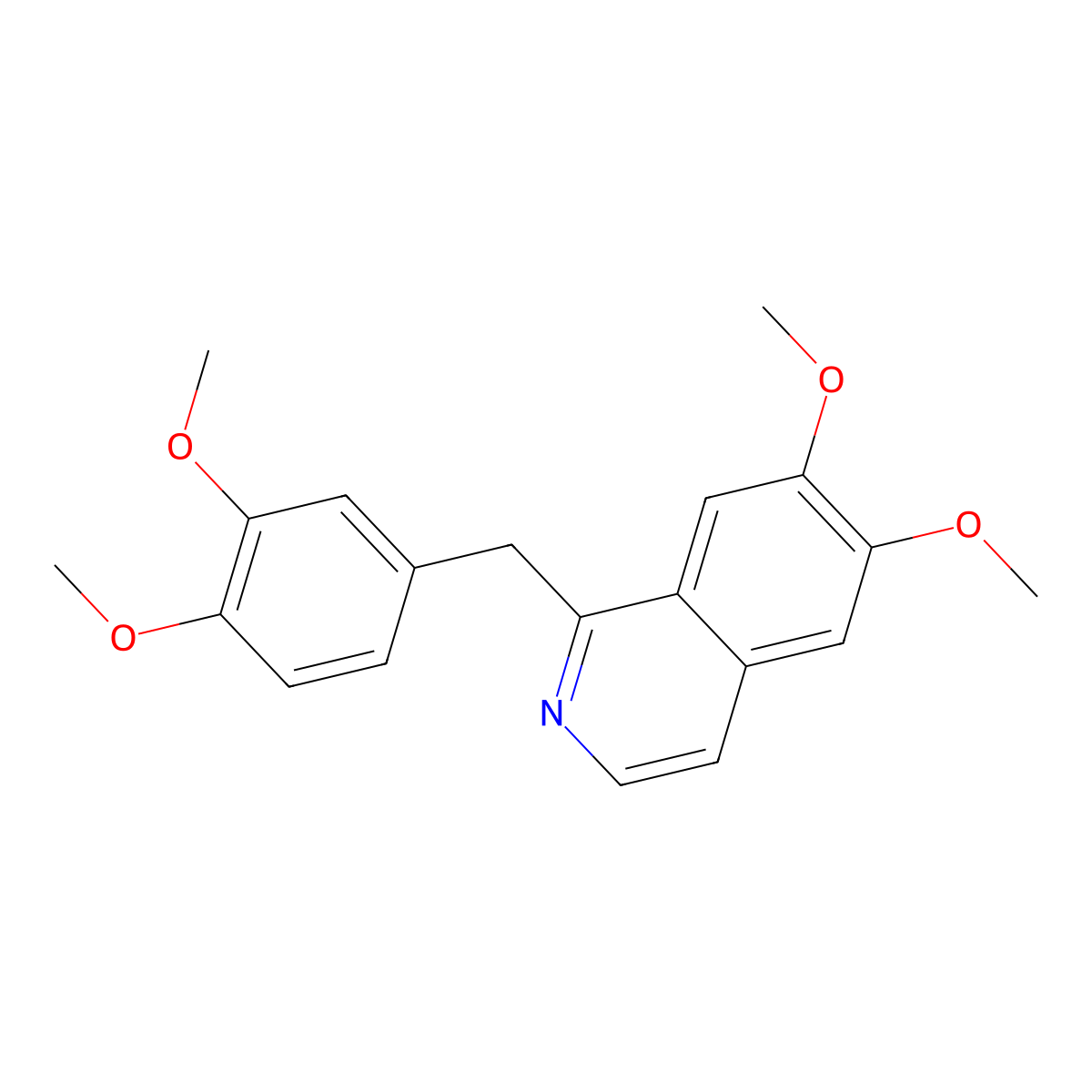 Papaverine molecular structure, CAS 58-74-2